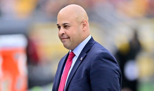 Pittsburgh Steelers general manager Omar Khan before the team's game against the San Francisco 49ers on Sept 10, 2023. -- Ed Thompson / Steelers Now