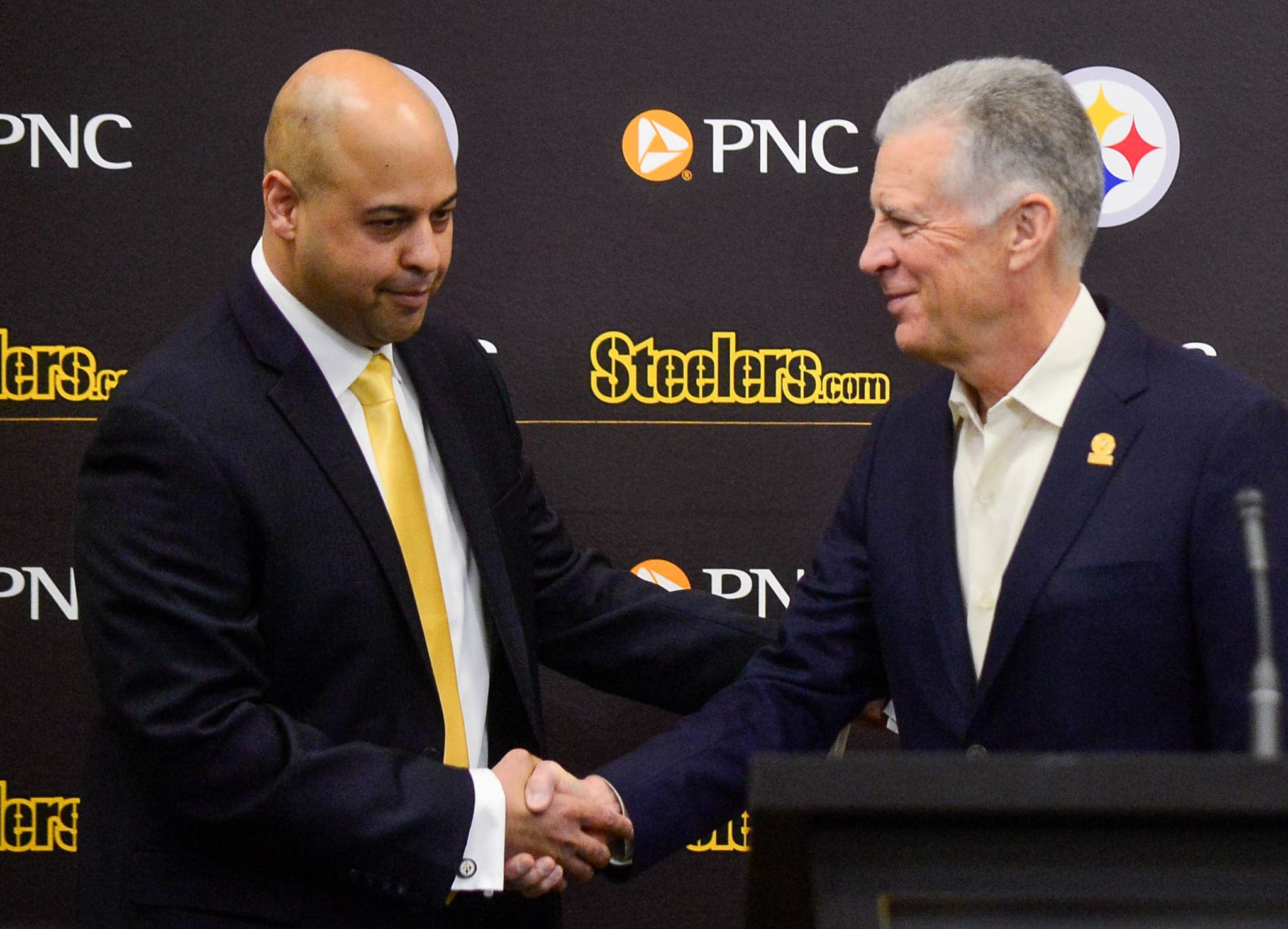 Steelers general manager Omar Khan and Rooney
